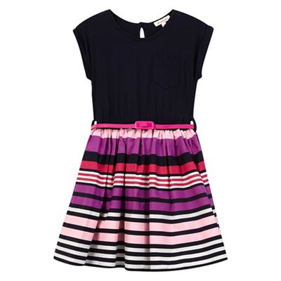 Girls' multi-coloured striped mock dress